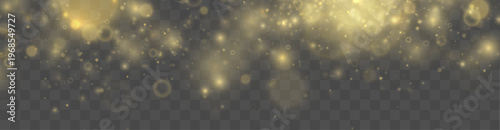 Golden dust sparkles with radiant glitter light. Smooth shimmer adds festive mood. Perfect design element for luxury backgrounds and banners. Vector