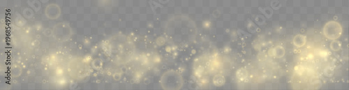 Golden sparkle dust shines with bright glow. Floating glitter adds festive motion. Perfect design element for luxury backgrounds and banners. Vector