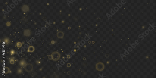 Radiant golden dust glows with shimmering particles. Elegant sparkle adds luxury mood. Perfect design element for luxury backgrounds and banners. Vector