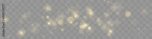 Bright golden dust sparkles with radiant glow. Floating particles create magical effect. Perfect design element for luxury backgrounds and banners. Vector
