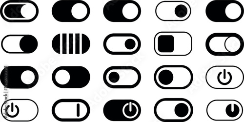 Collection of various switch icons in different styles and states