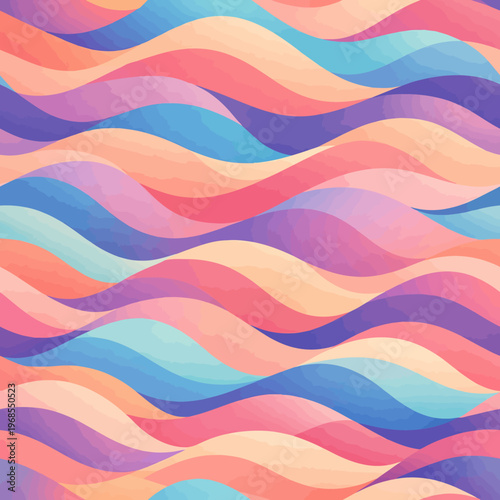 Vibrant abstract waves in multicolored pastel gradient pattern