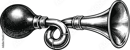 Bulb Horn Line Art – Vintage Noise Maker Illustration