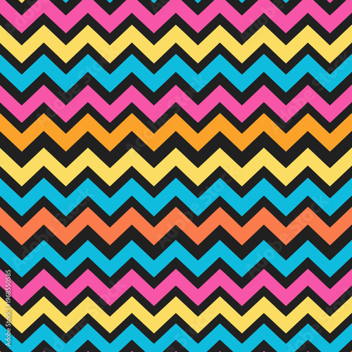 Vibrant multicolor chevron pattern with zigzag design