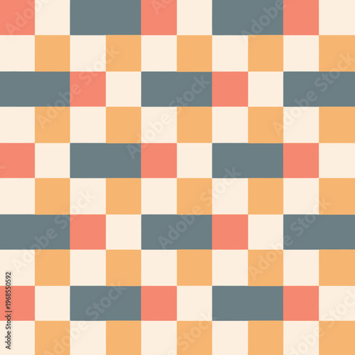 Colorful geometric pattern with repeating square design in pastel hues