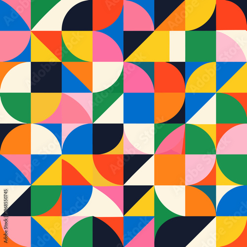 Colorful geometric abstract art with curves and shapes