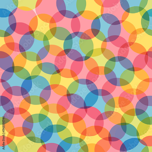 Colorful overlapping circle pattern in vibrant geometric design