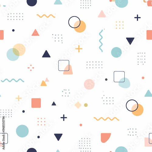 Colorful geometric shapes pattern on white background