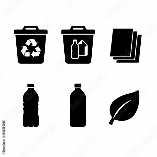 Recycling symbols and eco-friendly icons for waste management