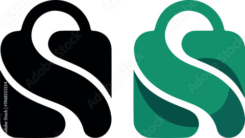 Secure Shopping Bag Logo Modern Vector