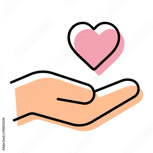 思いやり・サポートを表すアイコン　手の上のハートマーク