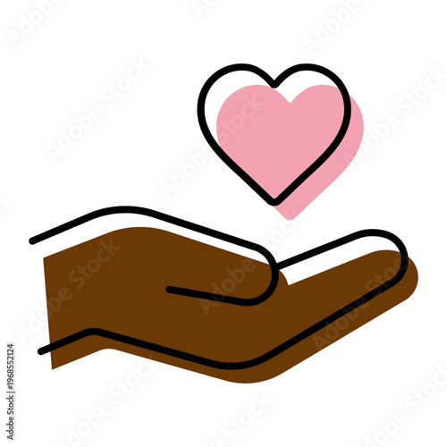 多様性とインクルージョンを表す手の上のハートアイコン