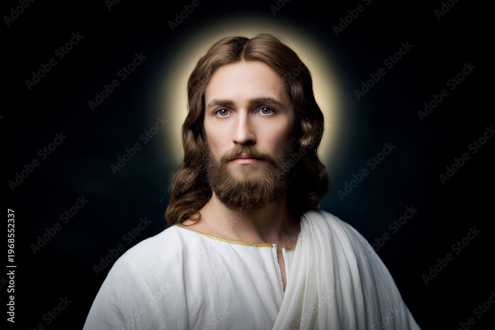 Obraz premium Portrait of a Jesus wearing a white garment