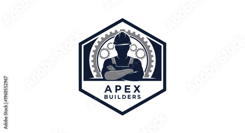 Apex Builders Logo Featuring a Construction Worker Silhouette.