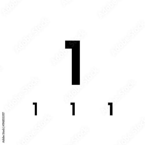 Number 1, digital numeral one, including set of three different cyber numbers, bold, extra bold, black, vector illustration 10EPS