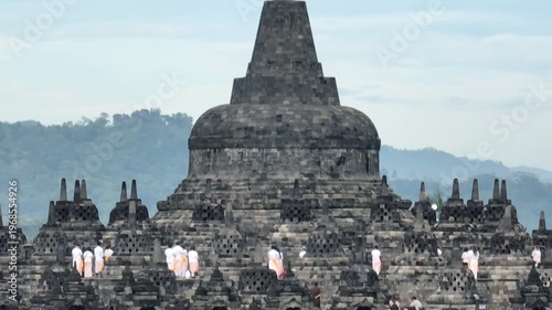 Pradaksina at Borobudur Temple topmost The Stupa