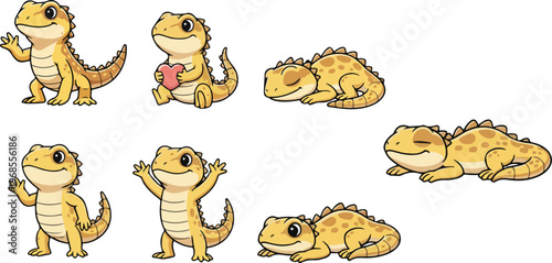 vector illustration of uromastyx funny cute cartoon mascot character cartoon with 7 poses