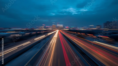 Abstract Long Exposure of Highway Traffic at Night.