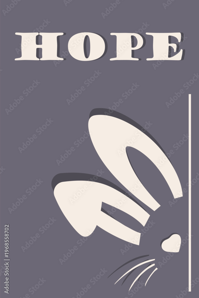 Fototapeta premium Hope Easter Minimal Bunny Ears Modern Card