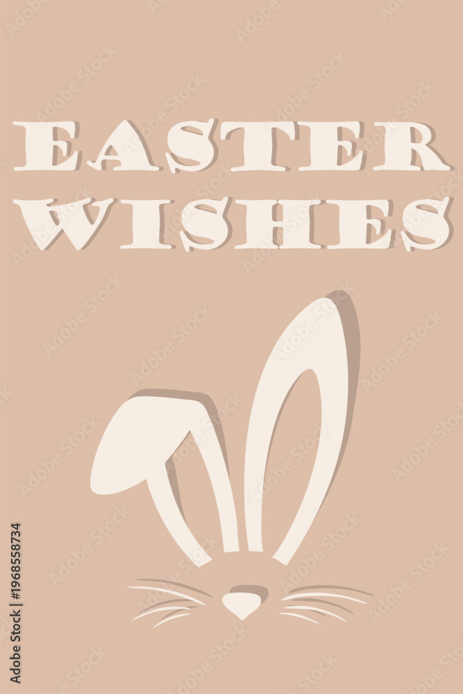 Obraz premium Easter Wishes Card with Bunny Ears Minimal Design