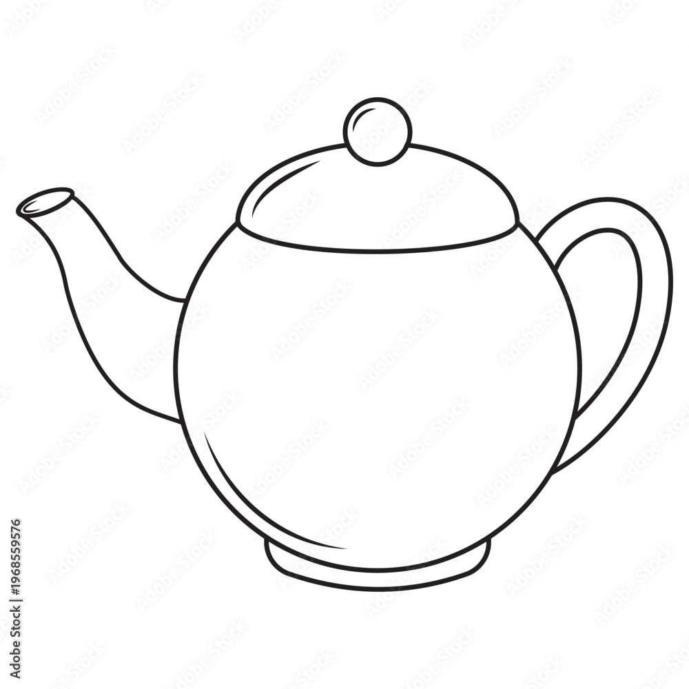 Obraz premium Teapot , kettle, tea kettle and tea cup line icon isolated on white background. Vector illustration.