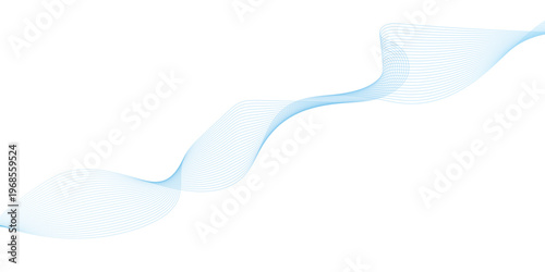 Abstract vector background with blue wavy lines. Blue wave background. Blue lines vector illustration. Curved wave. Abstract wave element.