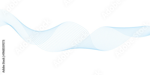 Abstract vector background with blue wavy lines. Blue wave background. Blue lines vector illustration. Curved wave. Abstract wave element.