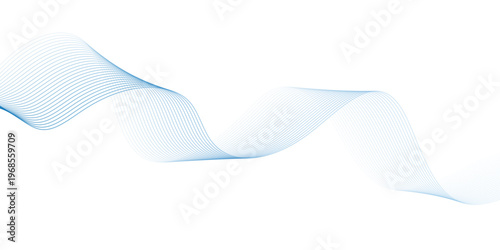Abstract vector background with blue wavy lines. Blue wave background. Blue lines vector illustration. Curved wave. Abstract wave element.