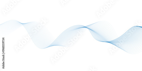 Abstract vector background with blue wavy lines. Blue wave background. Blue lines vector illustration. Curved wave. Abstract wave element.