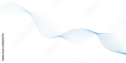 Abstract vector background with blue wavy lines. Blue wave background. Blue lines vector illustration. Curved wave. Abstract wave element.
