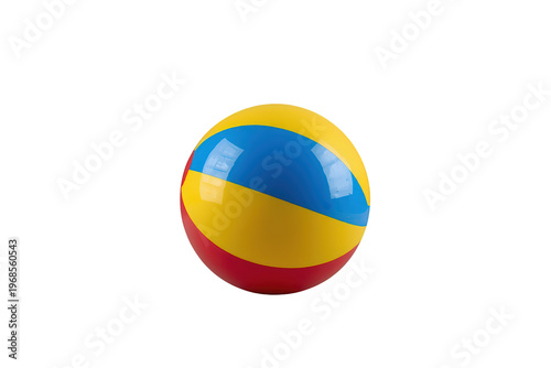 Free Download Colorful beach ball featuring yellow, blue, and red stripes, symbolizing summer, holiday, and playing leisure sports - GFXLoad