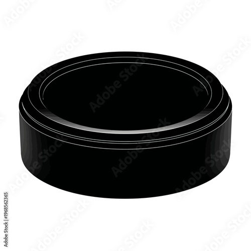 Black cylindrical object with white lines.