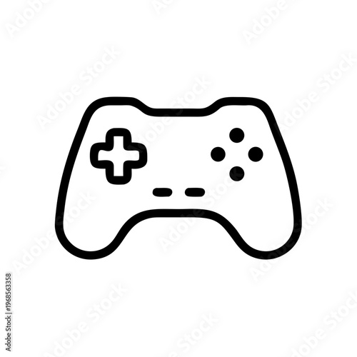 A minimalist vector graphic of a gaming controller icon