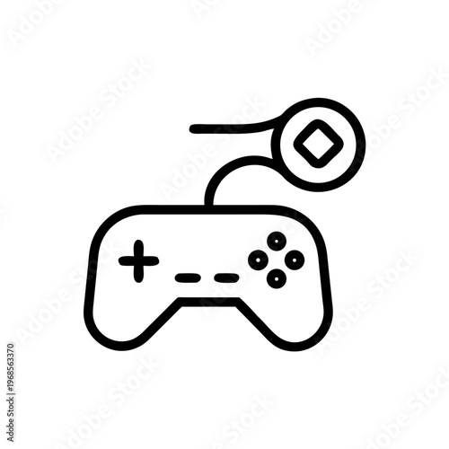 A minimalist vector graphic of a gaming controller with a joystick