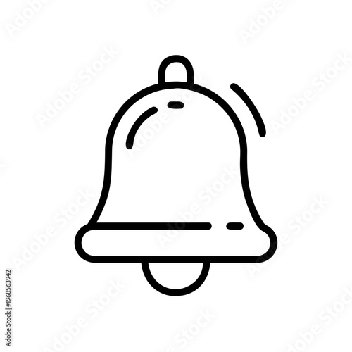 A minimalist line art illustration of a ringing bell icon