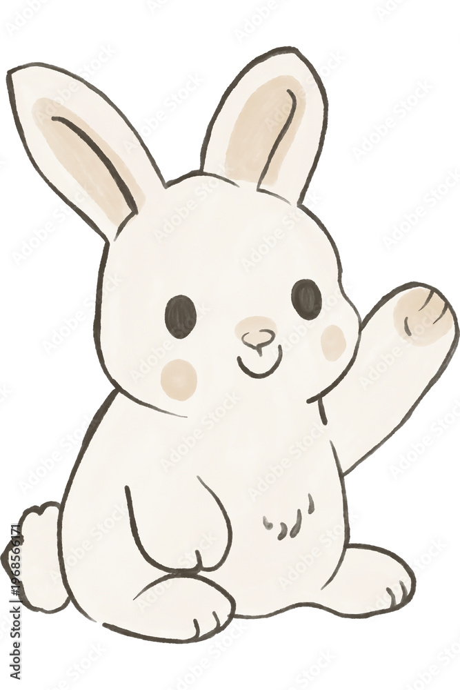 Obraz premium Cute Watercolor Bunny Rabbit Hand Painted Woodland Animal Nursery Clipart on Transparent Background 