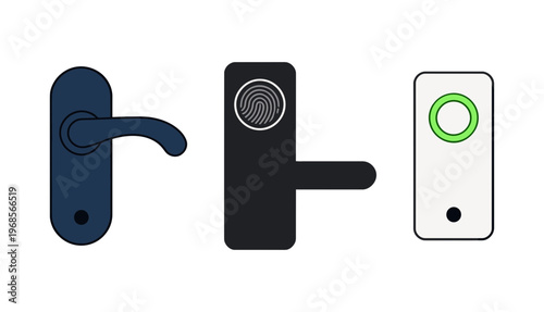 Modern Smart Door Lock Systems with Fingerprint Scanner and Digital Keypad, Electronic Home Security Technology, Keyless Entry Hardware Set, Intelligent Access Control