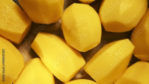 Peeled potato top view ready for cooking