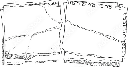 Blank sketch notebook line art drawing with simple monochrome contours