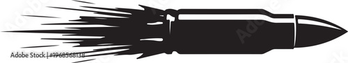 Stylized silhouette of a speeding bullet with motion trails