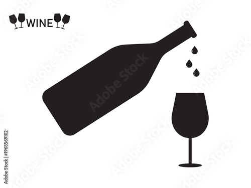 Wine glass graphic icon, wine glass illustration icon, wine glass sign icon, wine glass beverage icon.