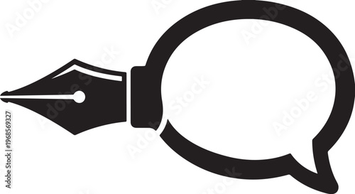 Fountain pen nib forming a speech bubble icon