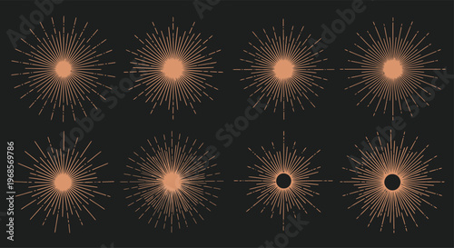 Collection of Sun and Eclipse Illustrations.
