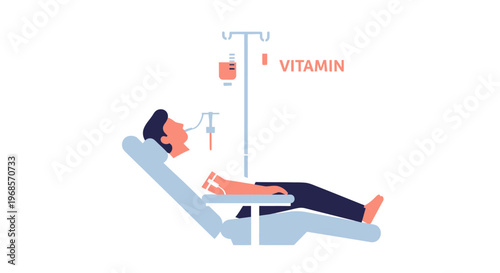 Medical intravenous drip infusion treatment patient health care illustration