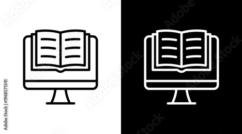 Ebook Reader White Icon Set Design