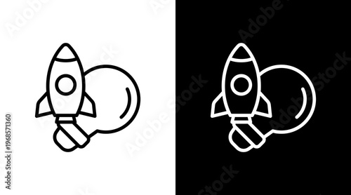 Launch Idea White Icon Set Design
