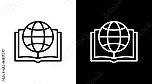 Education Globe White Icon Set Design