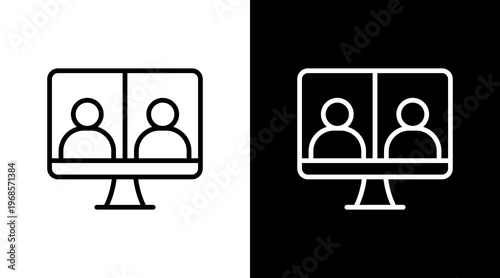 Virtual Classroom White Icon Set Design