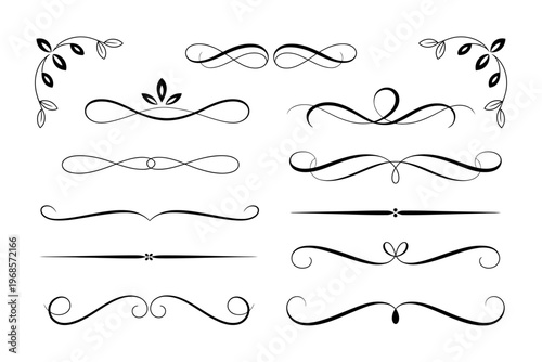 Collection of decorative vector dividers and swirls with elegant floral designs