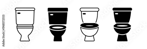 Vector of four different toilet designs shown in